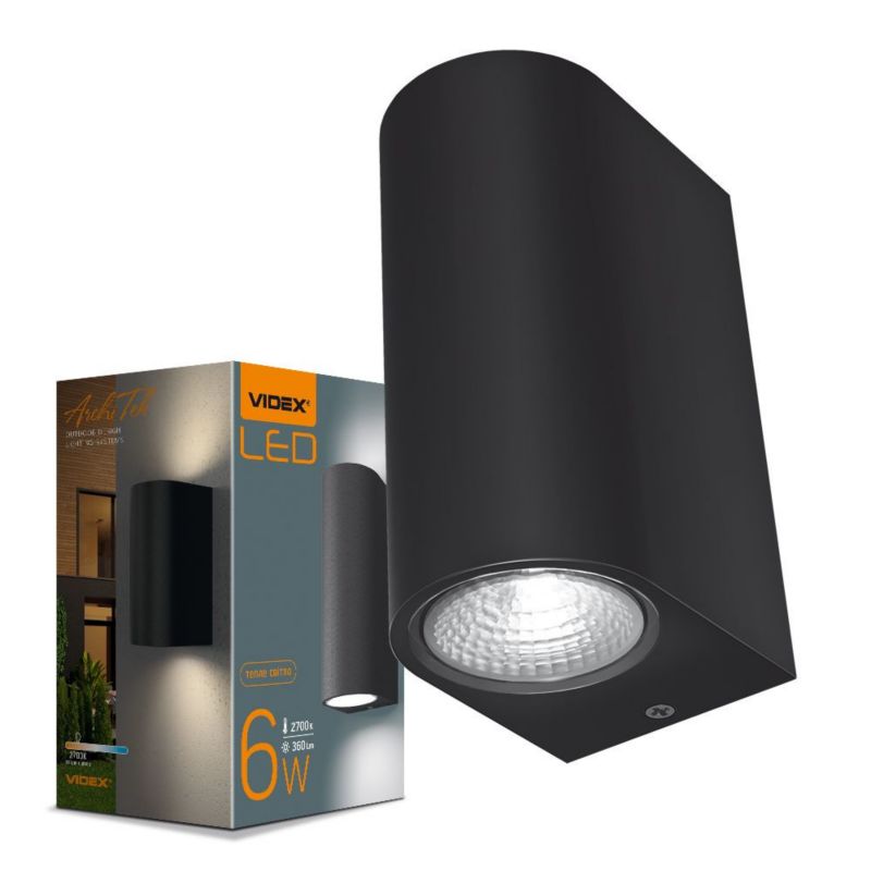 Kinkiet ścienny zewnętrzny Videx Pelle czarny LED 6W 2700K 600lm IP54 wym: 15 x 6,8 x 9,2 cm aluminium - 1 szt.
