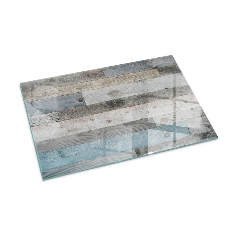 Szklana Podkładka Pod Kominek Prostokąt Wallfluent 100x70 cm Drewniane deski w wielu tonacjach 1 szt.