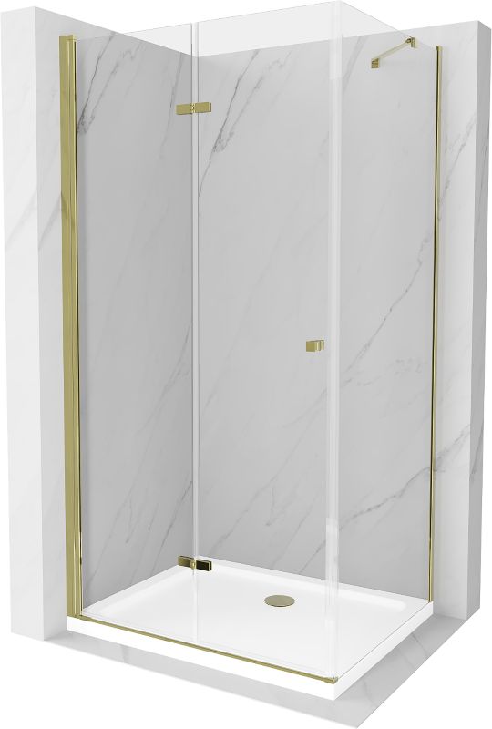 Kabina prysznicowa Mexen Lima składana 70 x 90 cm transparent złota + brodzik Flat