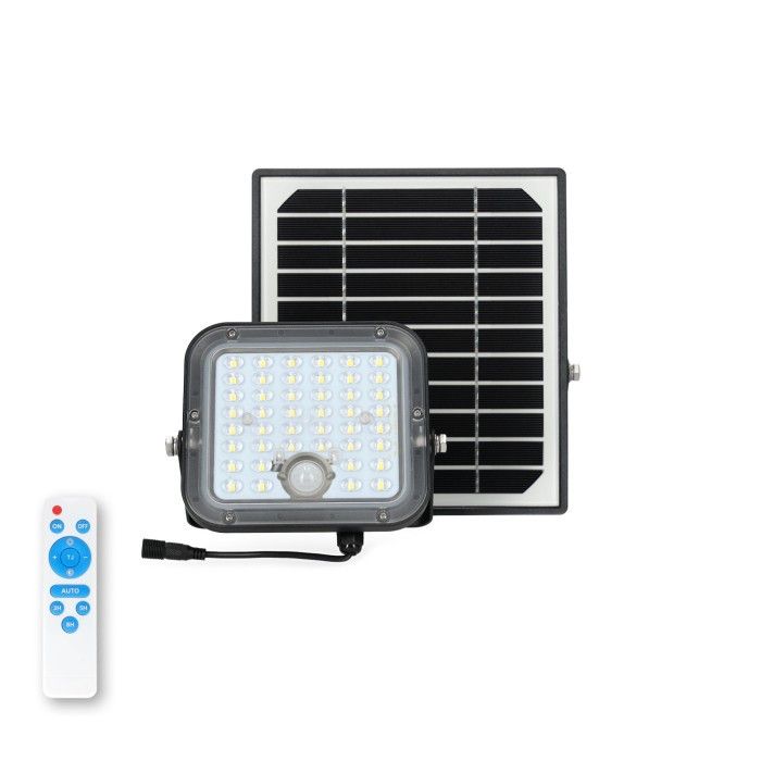 Naświetlacz solarny LED Kobi czarny LED 10W 4000K 1500lm z czujnikiem i piotem IP65 wym: 14,4 x 15,3 x 3,3 cm metal - 1 szt.