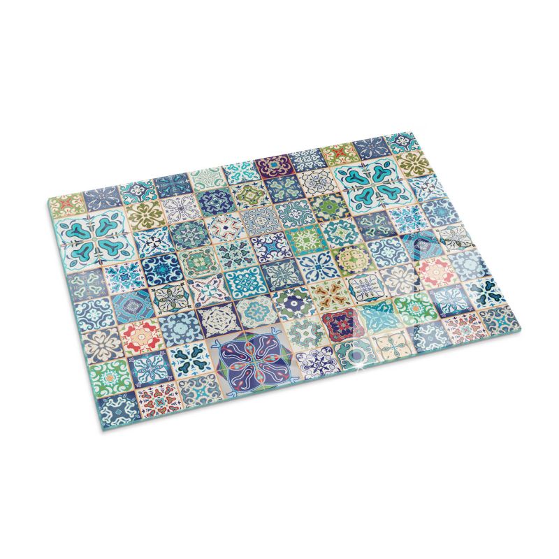 Szklana Podkładka Pod Kominek Prostokąt Wallfluent 100x70 cm Mozaikowy wzór na kafelkach 1 szt.