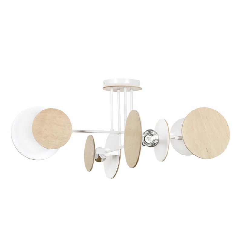 Lampa sufitowa wisząca Emibig Zita 6255 biała jasne drewno 86 cm szerokości 4xE27 x 15W 1 szt.