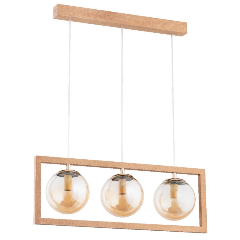 Lampa wisząca Alfa Sami 0550 jasne drewno-bursztynowy-biała nad stół 3xE14 x 10W 1 szt.