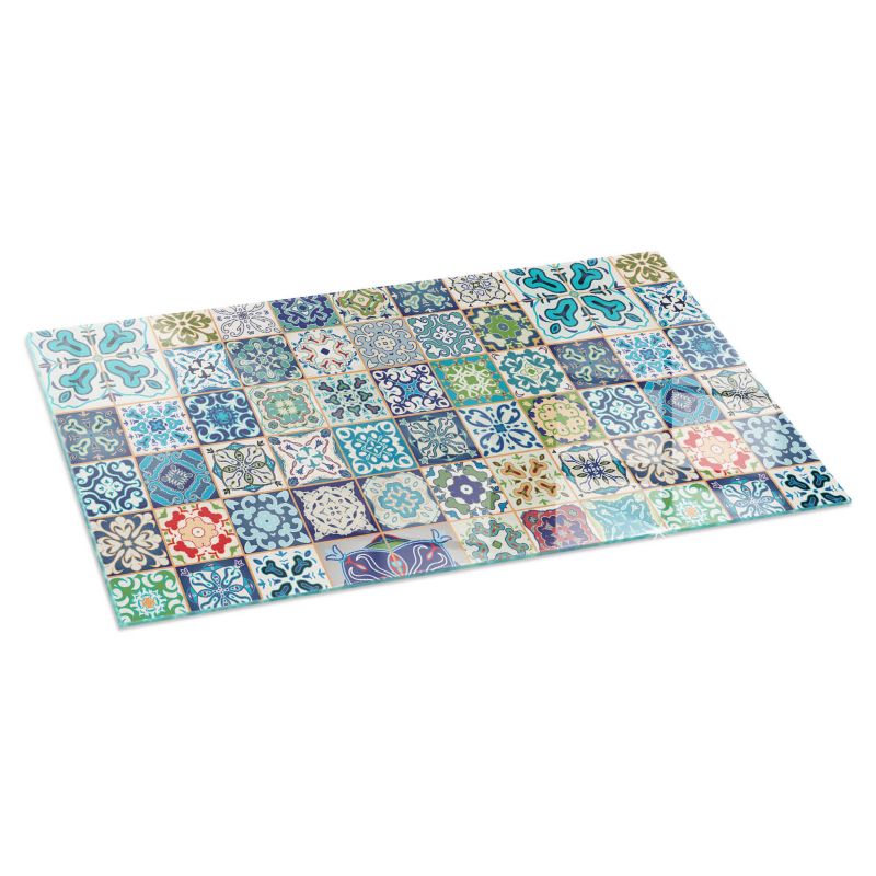 Szklana Podkładka Pod Kominek Prostokąt Wallfluent 140x70 cm Mozaikowy wzór na kafelkach 1 szt.
