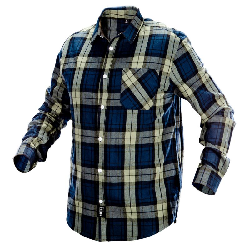 Koszula flanelowa NEO TOOLS granatowo-oliwkowo-czarna, rozmiar XL 1 szt