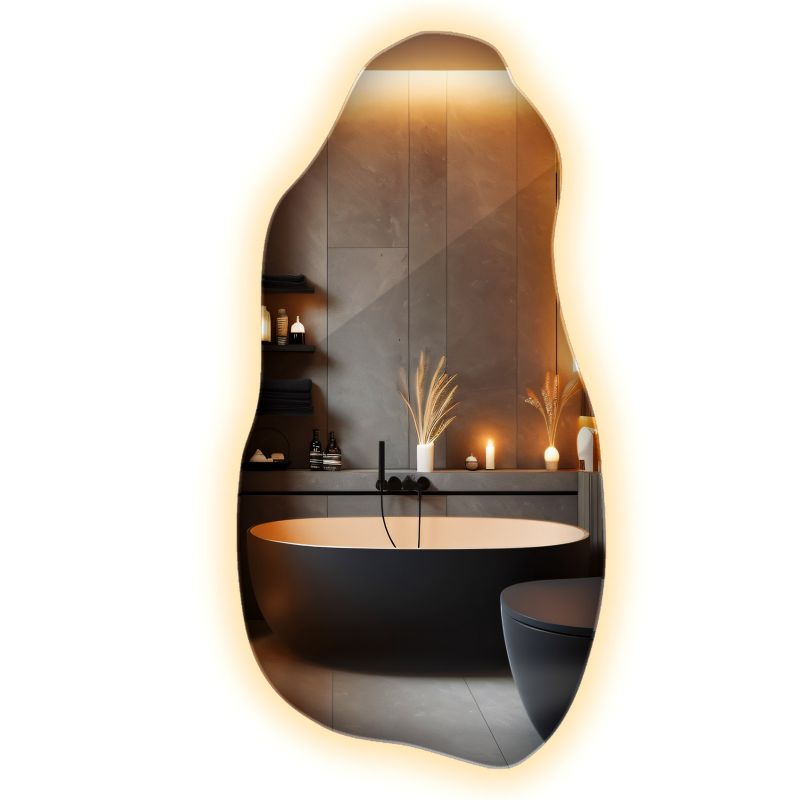 Lustro Ścienne Do Łazienki Salonu Wallfluent 50 cm x 100 cm LED Światło Ciepłe 1 szt.