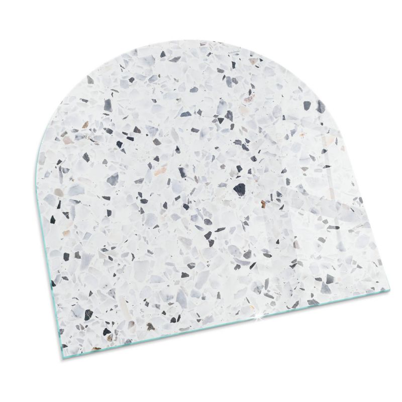 Szklana Podkładka Pod Kominek Półowalny Wallfluent 100x100 cm Kamienny wzór z drobnymi detalami 1 szt.