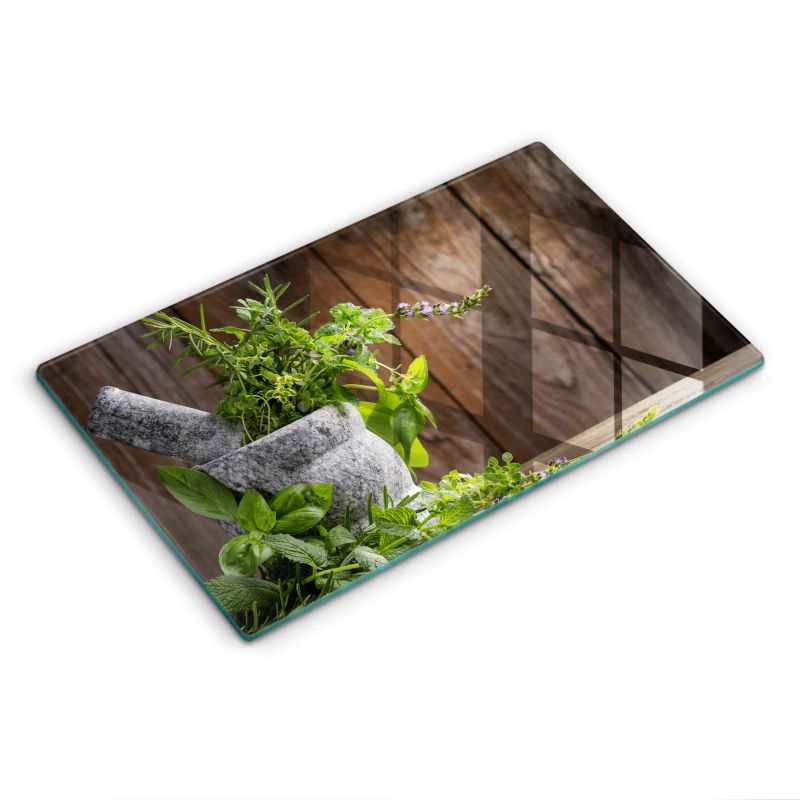 Szklana deska do krojenia Wallfluent 52x30 cm Rośliny zioła i drewno 1 szt.
