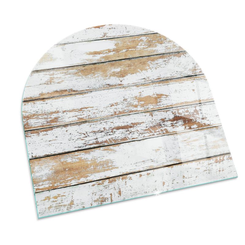 Szklana Podkładka Pod Kominek Półowalny Wallfluent 100x100 cm Postarzane drewniane deski 1 szt.