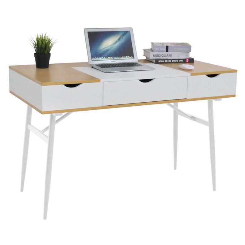 Biurko z szufladami JUMI otwierane eleganckie nowoczesne 120 cm do gabinetu biura 1 szt.