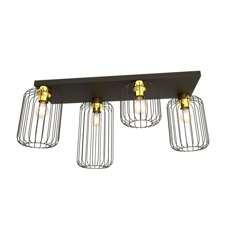 Lampa sufitowa Emibig Barn czarno-złota wym: 35 x 70 x 16 cm 4xE27 x 15W 1 szt.
