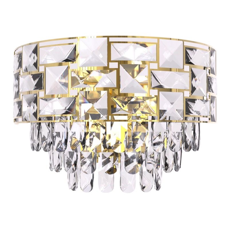 Kinkiet ścienny Milagro Luxuria przezroczysto-matowe złoto szkło kryształowe 2 x E14 x 40W IP20 wym: 27 x 27 x 16 cm - 1 szt.