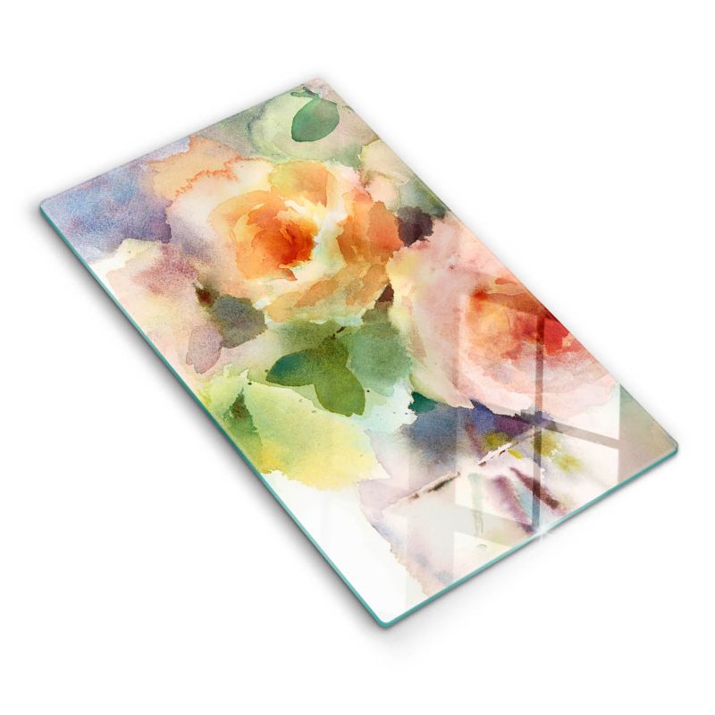 Szklana deska do krojenia Wallfluent 30x52 cm Malowane kwiaty 1 szt.