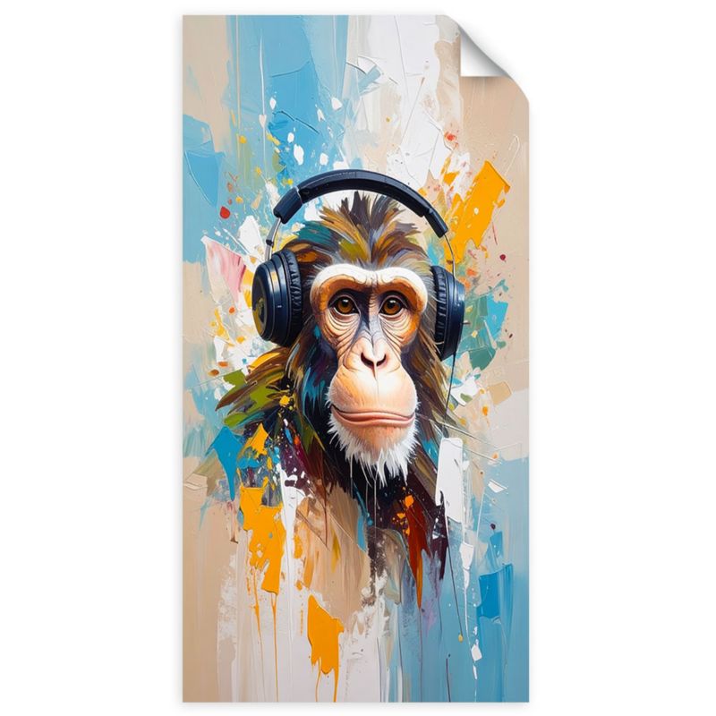 Naklejka samoprzylepna Feeby Małpa w słuchawkach Zwierzę Afryka 50x100cm 1szt