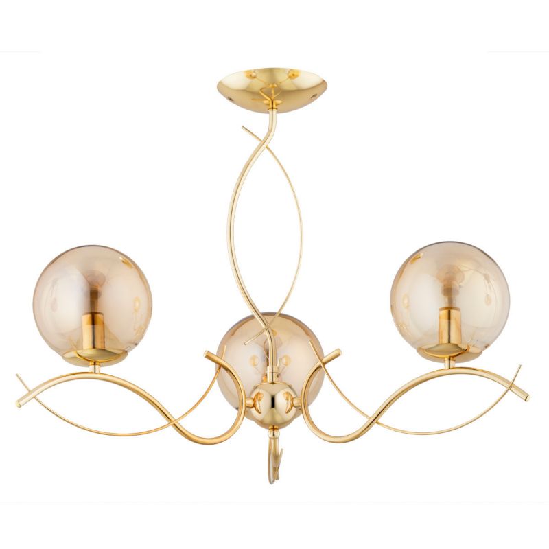 Lampa sufitowa wisząca Alfa Elita 3781 złoto-bursztynowy dekoracyjna 3xE14 x 10W 1 szt.