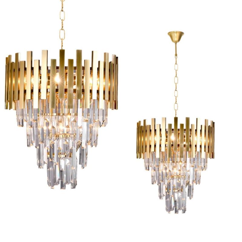 Lampa wisząca Milagro Aspen złoto-przezroczysta kryształowa glamour 9xE14 x 40W 1 szt.