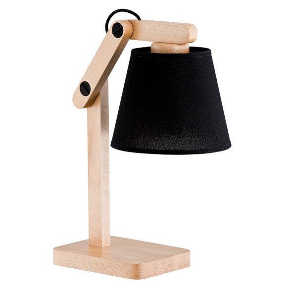 Lampka stołowa Alfa Joga jasne drewno-czarna drewniana 1 x E27 x 15W IP20 wym: 50 x 32 x 32 cm drewno - 1 szt.