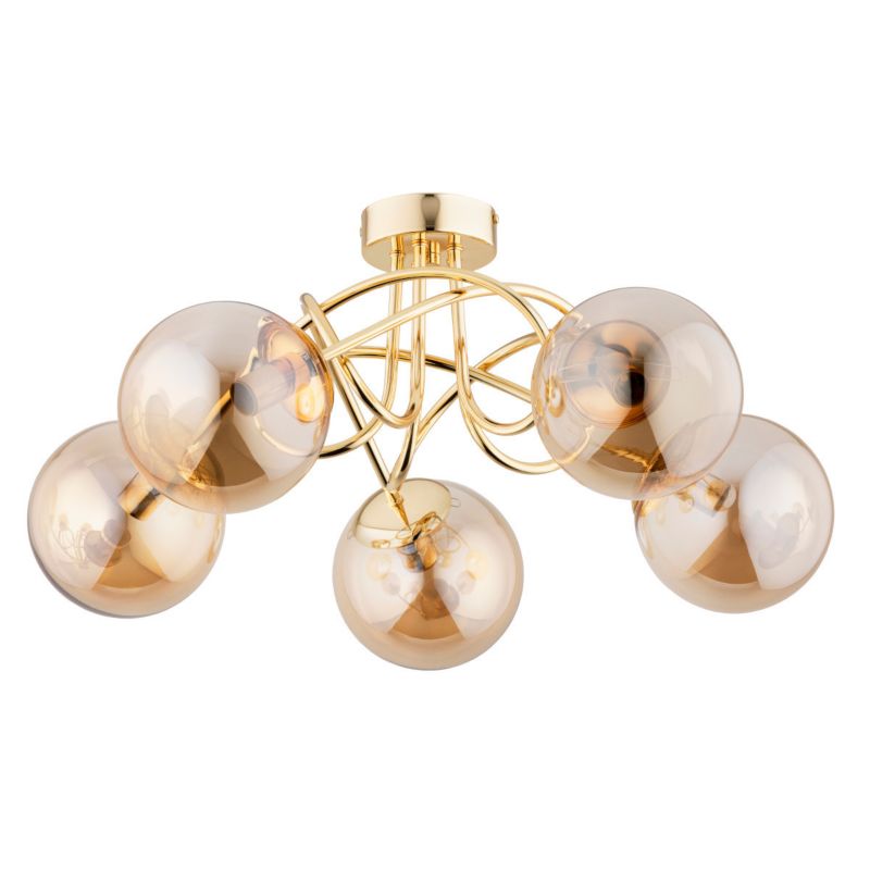 Lampa sufitowa wisząca Alfa Banko złoto-bursztynowy wym: 26 x 51 x 51 cm 5xE14 x 10W 1 szt.