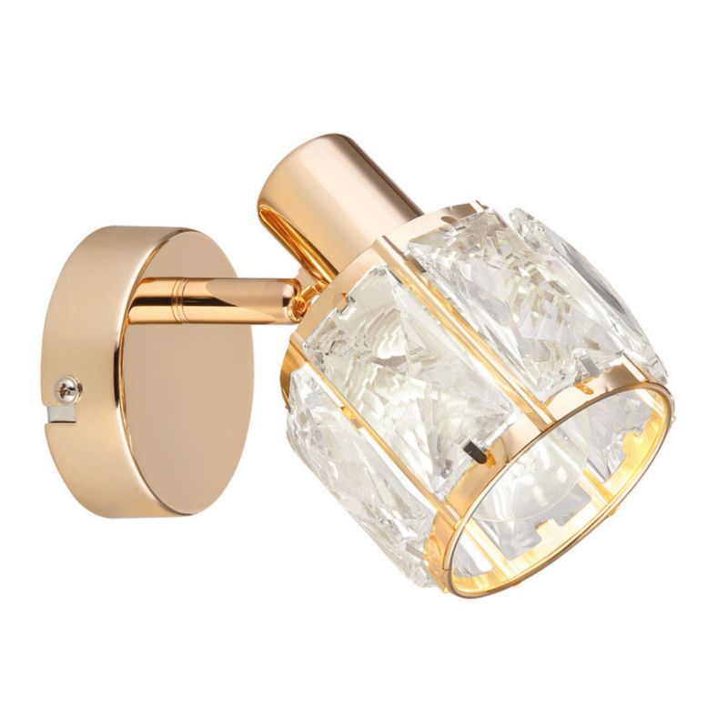 Kinkiet ścienny Candellux Dubai złoto-przezroczysty szkło kryształowe 1 x E14 x 40W IP20 wym: 12,5 x 9 x 16 cm - 1 szt.