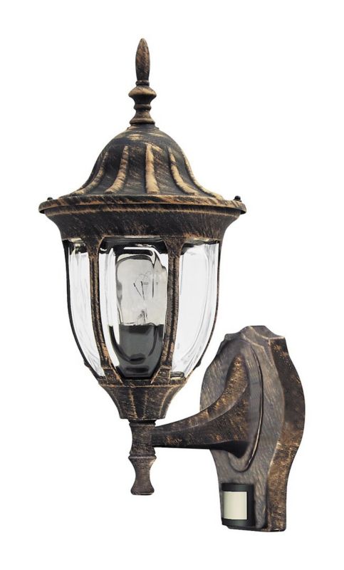Kinkiet zewnętrzny z czujnikiem Rabalux Milano antyczne złoto 1 x E27 x 60W IP43 wym: 41 x 16,5 x 22 cm - 1 szt.