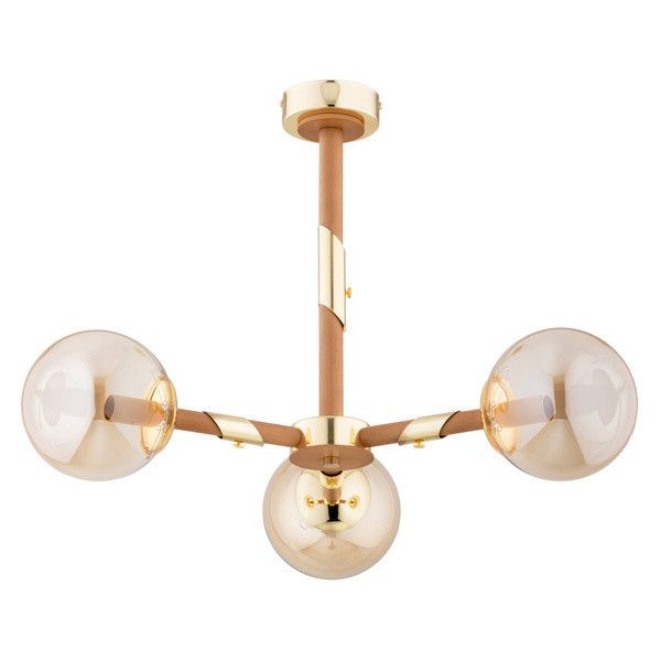 Lampa sufitowa Alfa Gelia jasne drewno-złoto wym: 45 x 57 x 57 cm 3xE14 x 10W 1 szt.