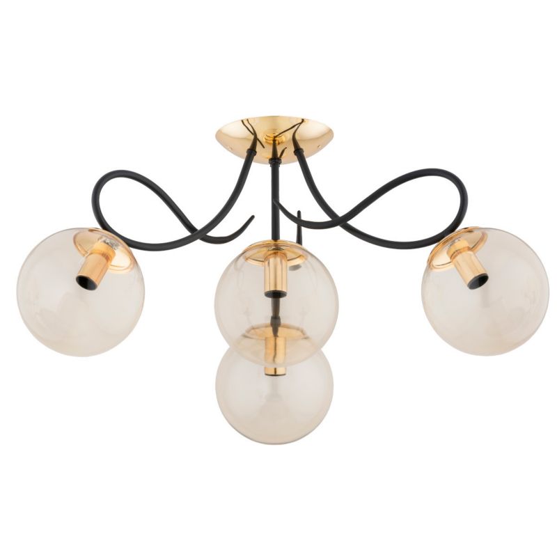 Lampa sufitowa Alfa Oxa złoto-czarna-bursztynowy wym: 32 x 58 x 58 cm 4xE14 x 10W 1 szt.