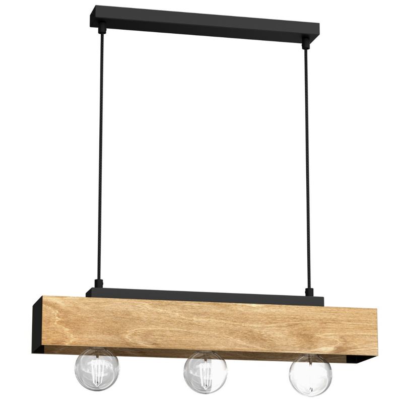 Lampa wisząca Luminex Miluza jasne drewno-czarny matowy wym: 95 x 57 x 11 cm 3xE27 x 15W 1 szt.