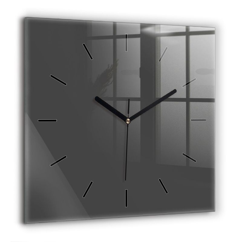Zegar szklany czarne wskazówki Wallfluent 60x60 cm Kolor szary 1 szt.