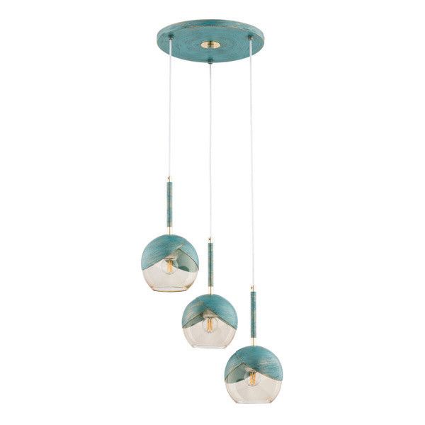 Lampa wisząca Alfa Prada mięta + złoto wym: 85 x 38 x 38 cm 3xE27 x 15W 1 szt.