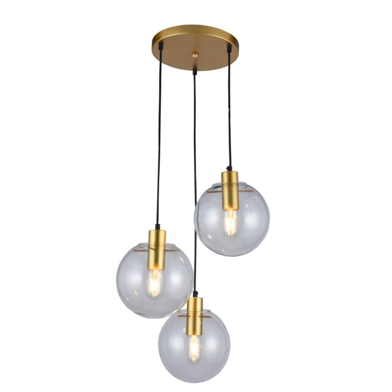 Lampa wisząca Light Prestige Puerto 0072 złoto-transparentna szerokość 30 cm 3xE27 x 40W 1 szt.