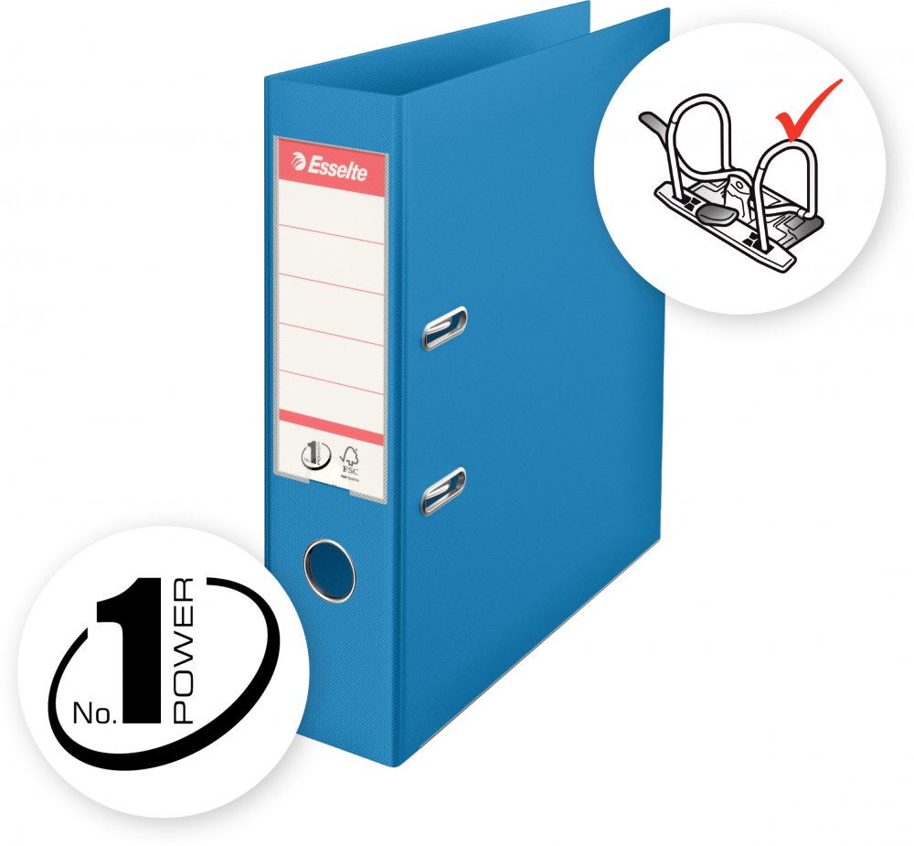 Segregator A4 Esselte Vivida No.1 Power, 75mm, do 500 kartek niebieski