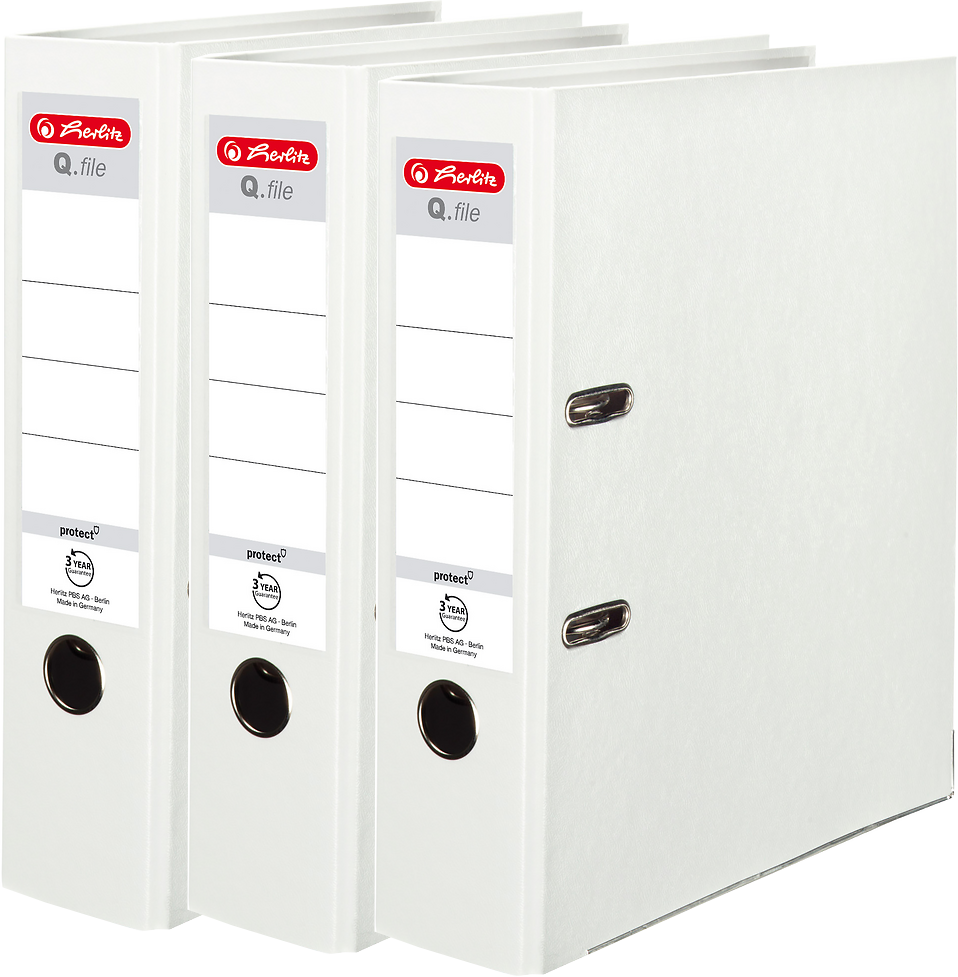 3x Segregator A4 Herlitz Q.file, 80mm, biały