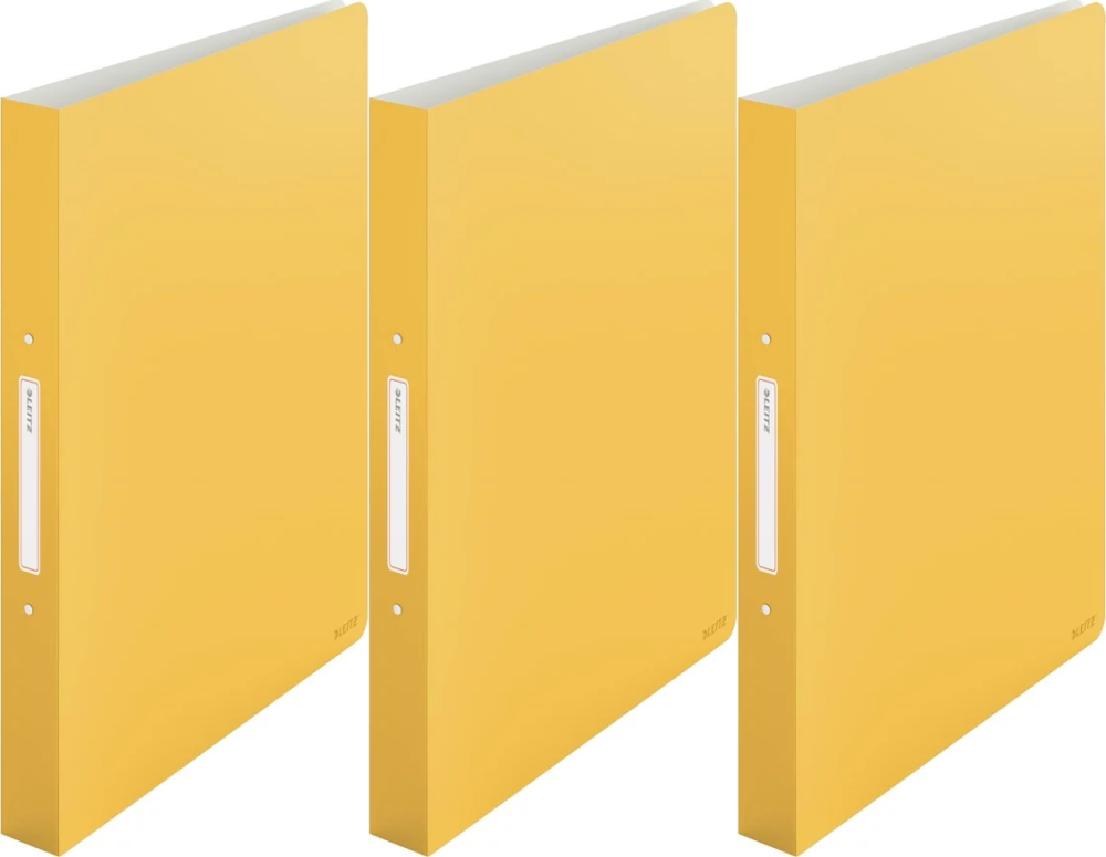 3x Segregator Leitz Cosy, A4, szerokość grzbietu 32mm, do 190 kartek, 2 ringi, żółty