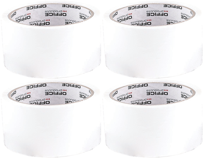 4x Taśma pakowa Office Products, akryl, 48mmx50yd, biały