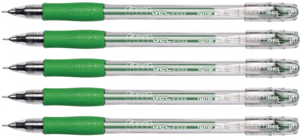 5x Długopis żelowy Rystor, Fun Gel G-032, 0.5mm, zielony