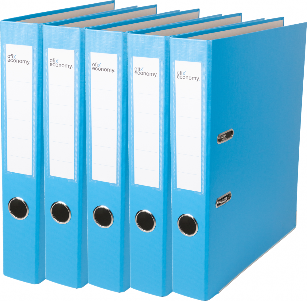 5x Segregator A4 Ofix Economy, 50mm, do 350 kartek, jasnoniebieski