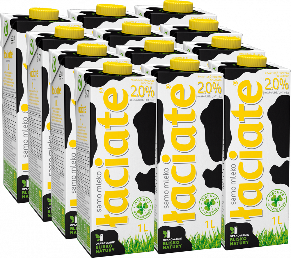 12x Mleko UHT Łaciate, 2%, 1l