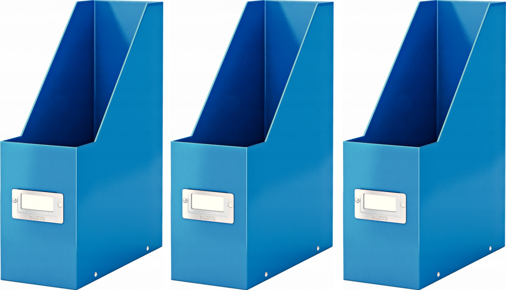 3x Pojemnik Leitz Wow Click&Store, A4, 95mm, do 950 kartek, niebieski
