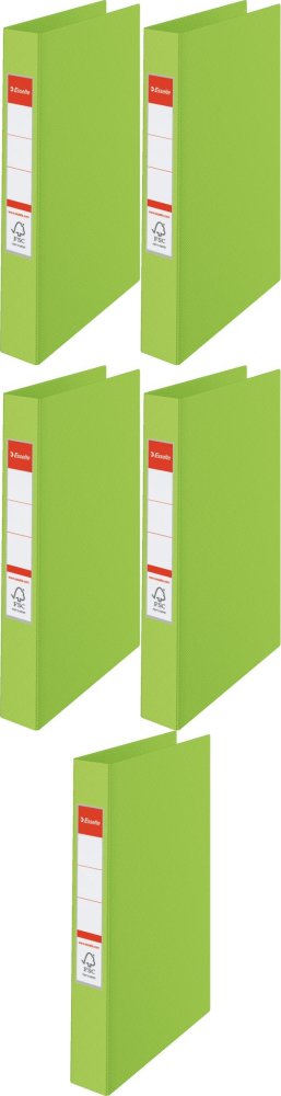 5x Segregator Esselte Vivida, A4, szerokość grzbietu 42mm, do 190 kartek, 2 ringi, zielony