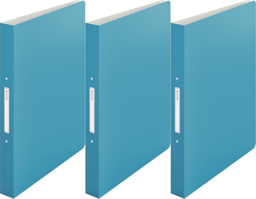 3x Segregator Leitz Cosy, A4, szerokość grzbietu 32mm, do 190 kartek, 2 ringi, niebieski