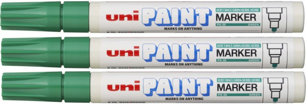 3x Marker olejowy Uni PX-20, okrągła, 2.2-2.8mm, zielony