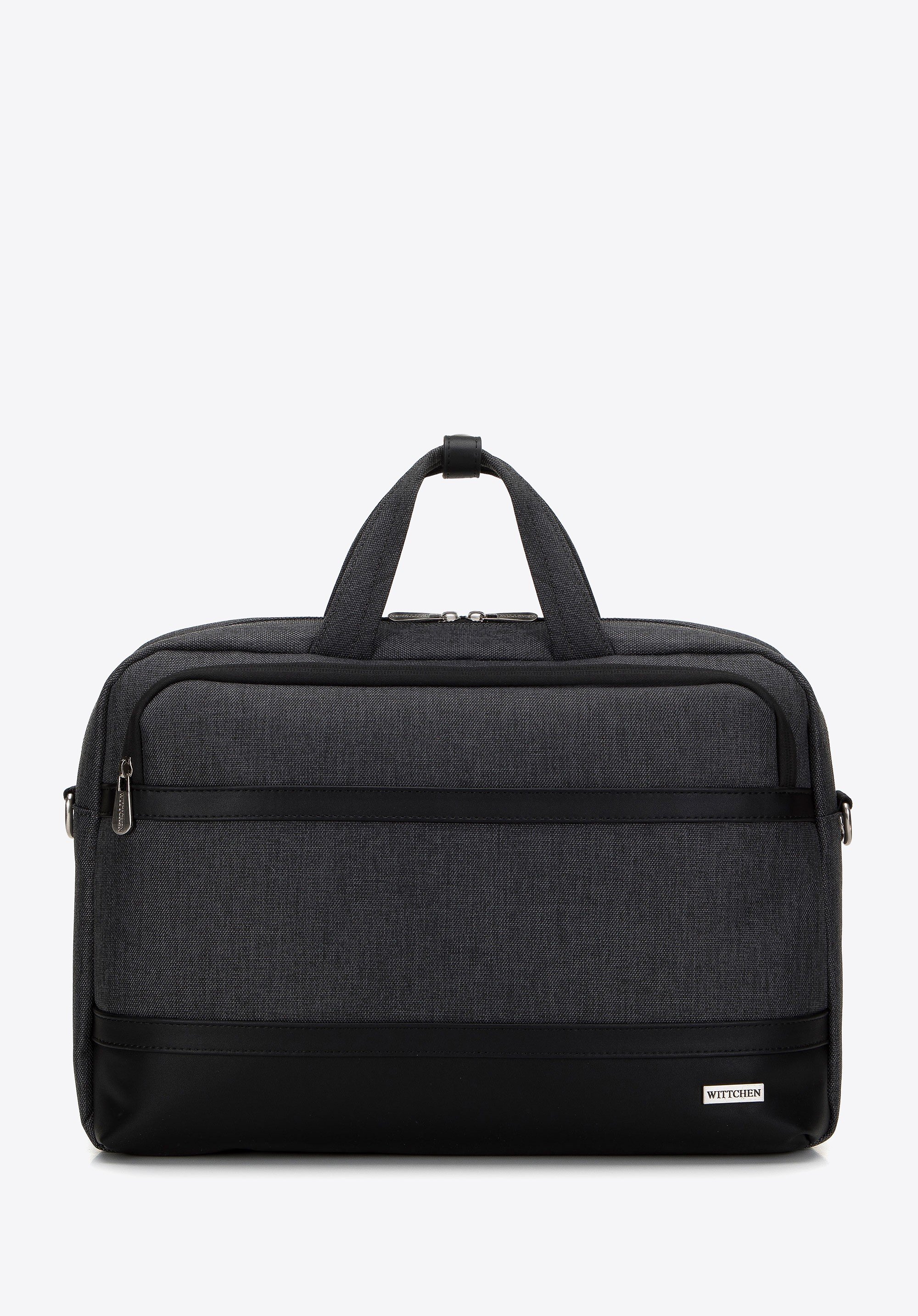 Męska torba na laptopa 15,6” z lamówką z ekoskóry czarna