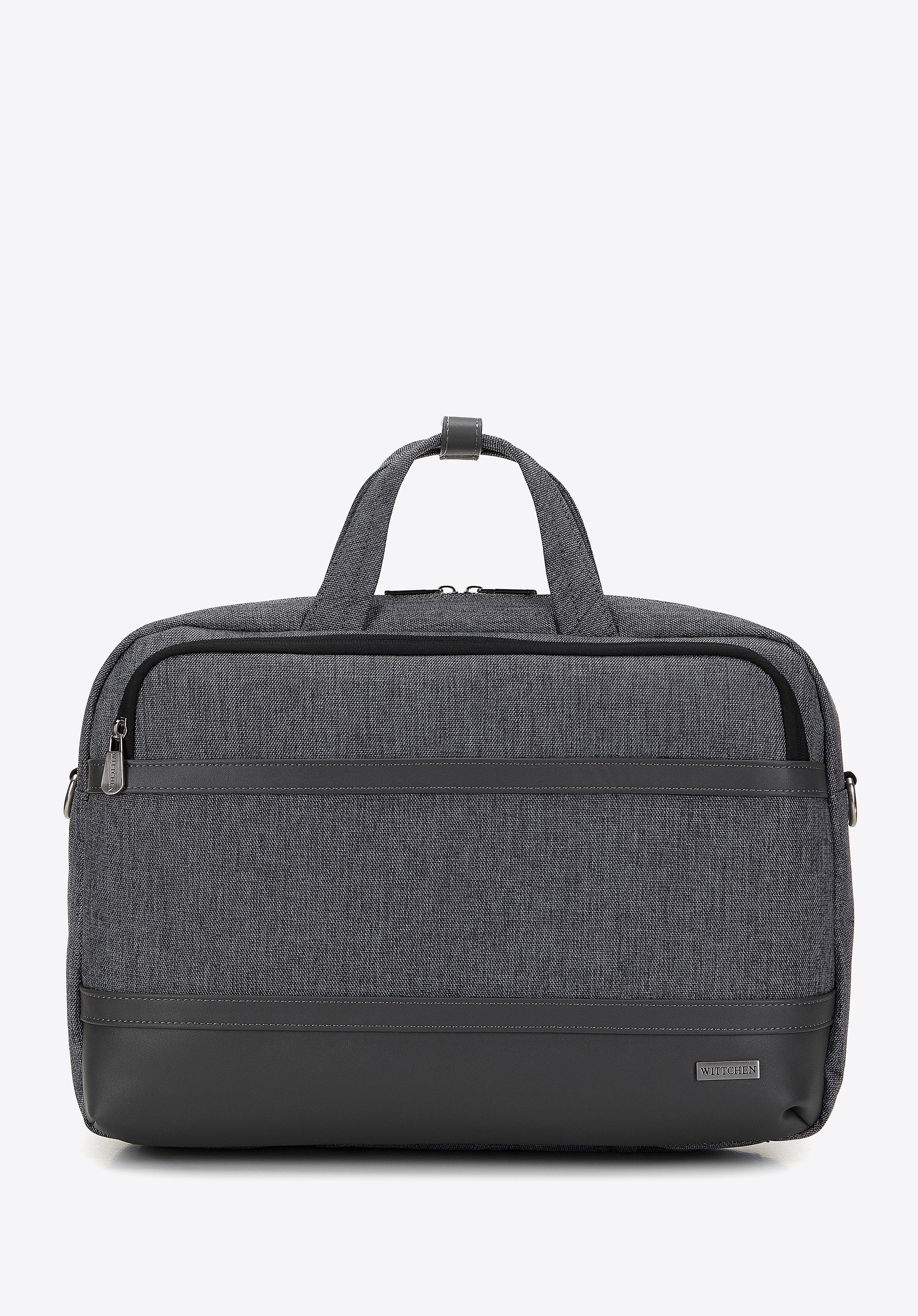 Męska torba na laptopa 15,6” z lamówką z ekoskóry szara