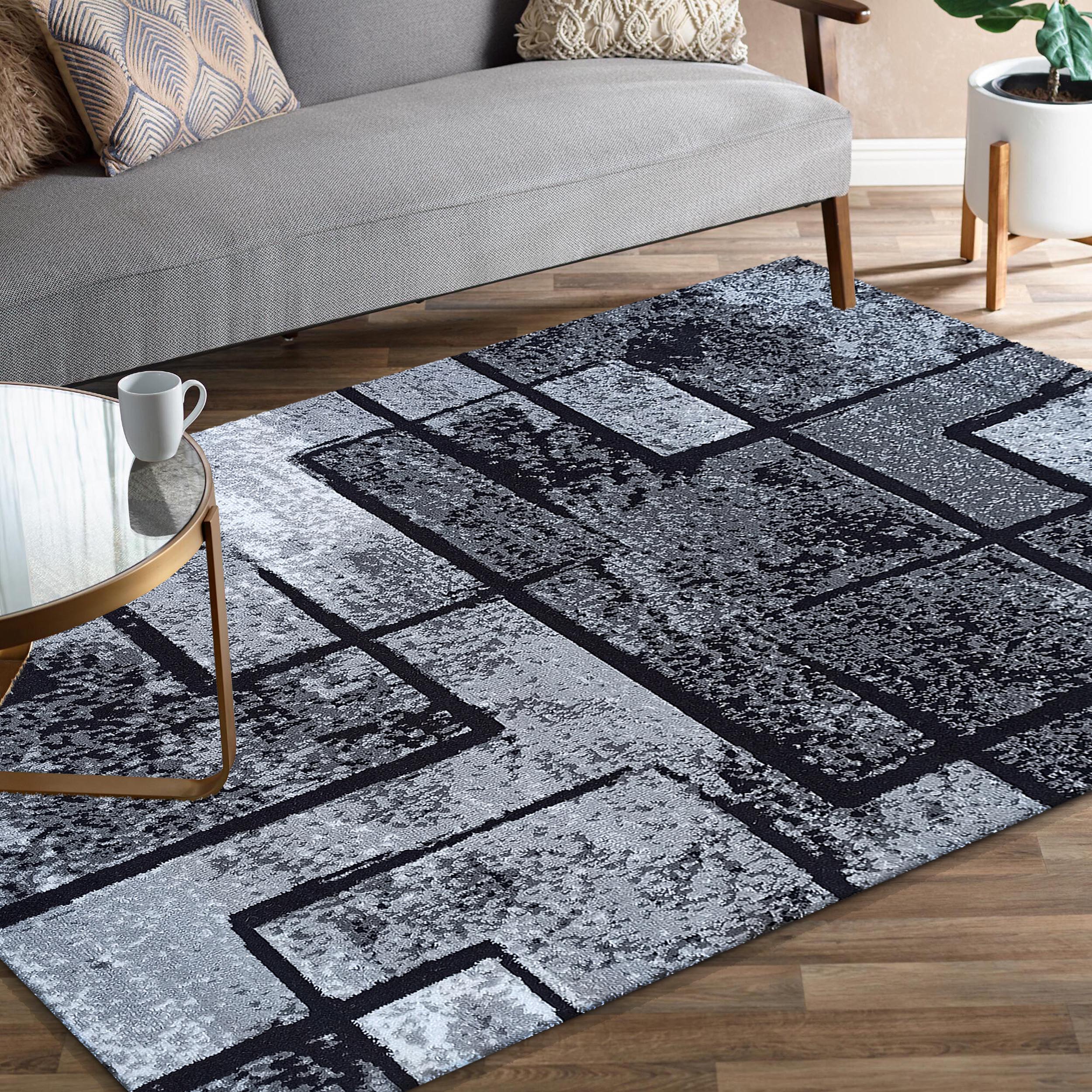 Dywan - 160 x 220 cm - Czarny z szarym - Nowoczesny - Dywanopol