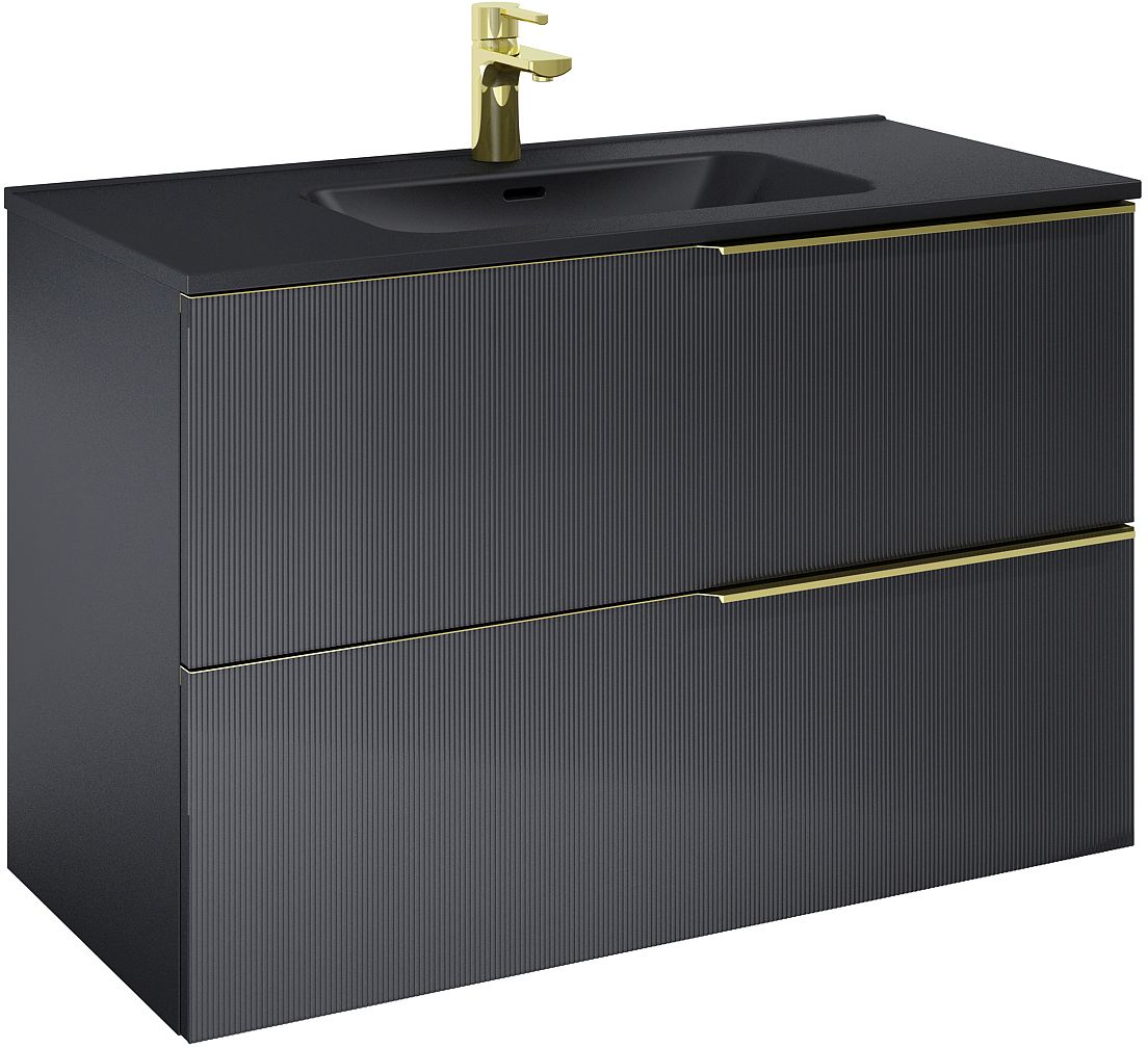 Darmowa Dostawa - Szafka 100x45.3x63.5 cm podumywalkowa wisząca czarna Elita Soho RE011004047160