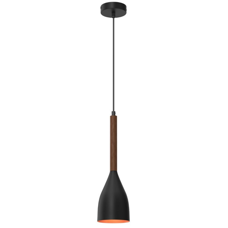 Lampa wisząca Luminex Muza czarny matowa-ciemne drewno-złota wym: 110 x 11 x 11 cm 1xE27 x 15W 1 szt.