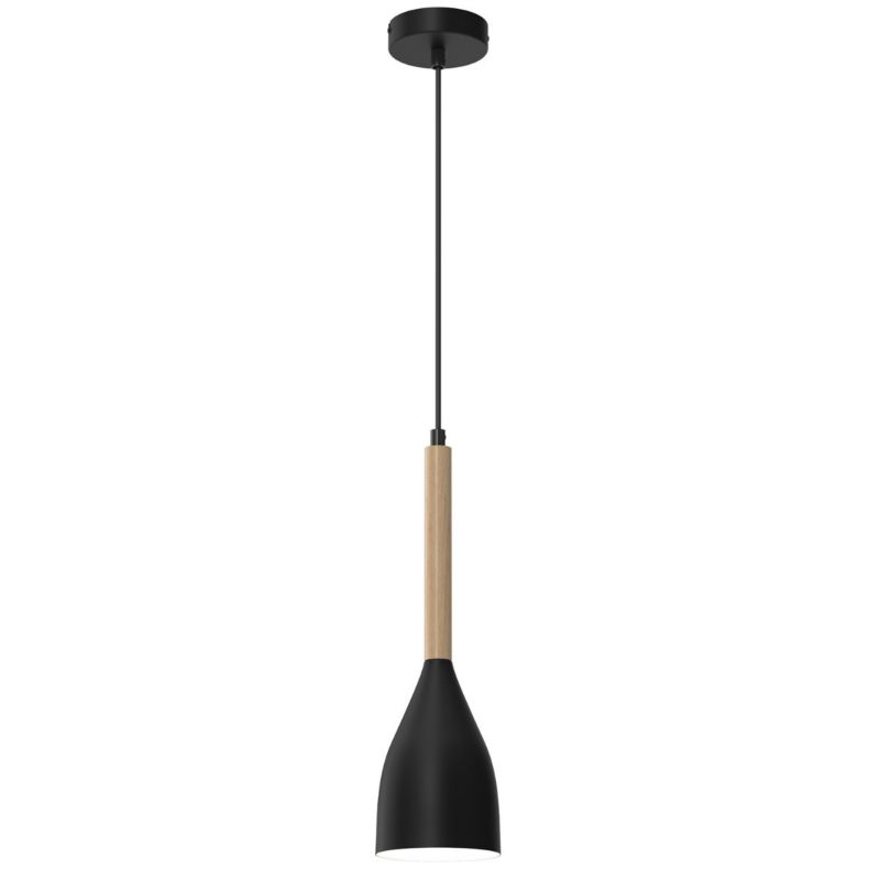 Lampa wisząca Luminex Muza czarny matowa-jasne drewno wym: 110 x 11 x 11 cm 1xE27 x 15W 1 szt.