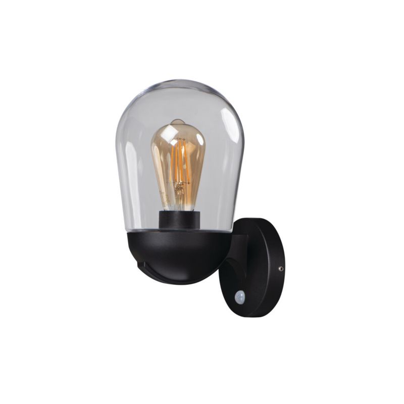 Kinkiet zewnętrzny z czujnikiem Kanlux Liego czarny 1 x E27 x 15W IP44 wym: 28 x 15 x 18,5 cm - 1 szt.
