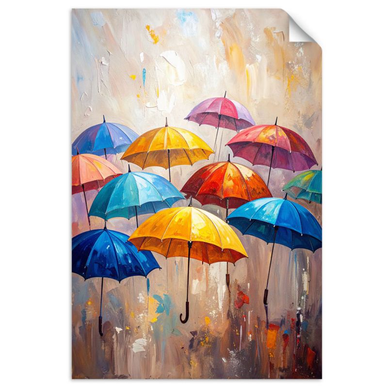 Naklejka na ścianę do salonu sypialni Feeby Kolorowe Parasolki Abstrakcja 80x120cm 1szt
