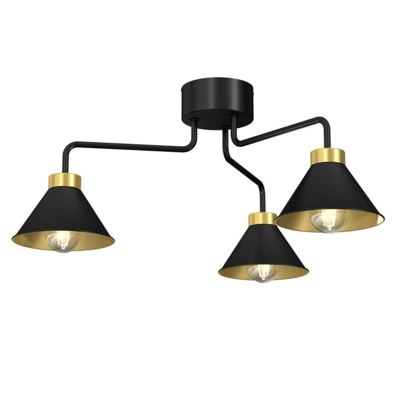 Lampa sufitowa wisząca Luminex Demet czarny mat-złota wym: 29 x 66 x 66 cm 3xE27 x 15W 1 szt.